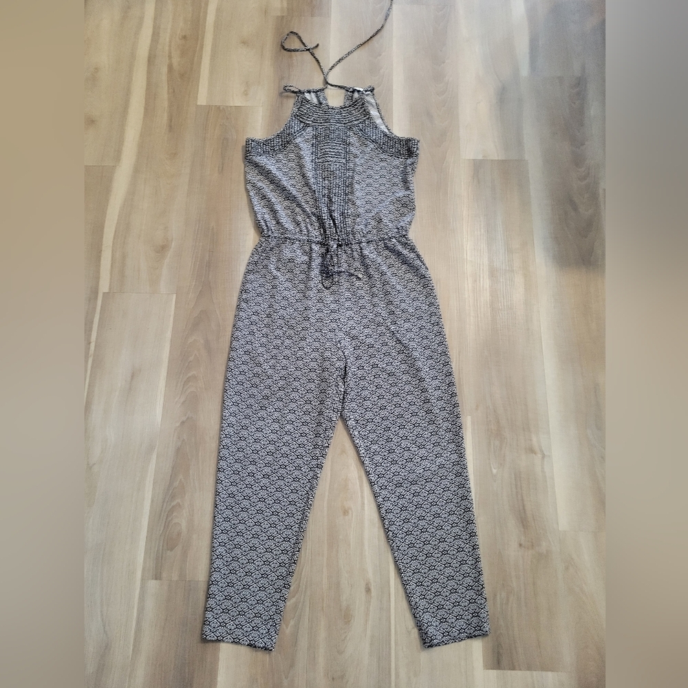 Women's Black & White Halter Print Jumpsuit Size M